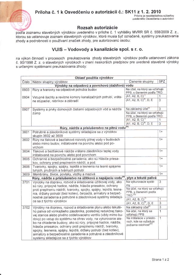 Pr�loha �.1 L Osved�eniu o autoriz�cii reg .�.SK11